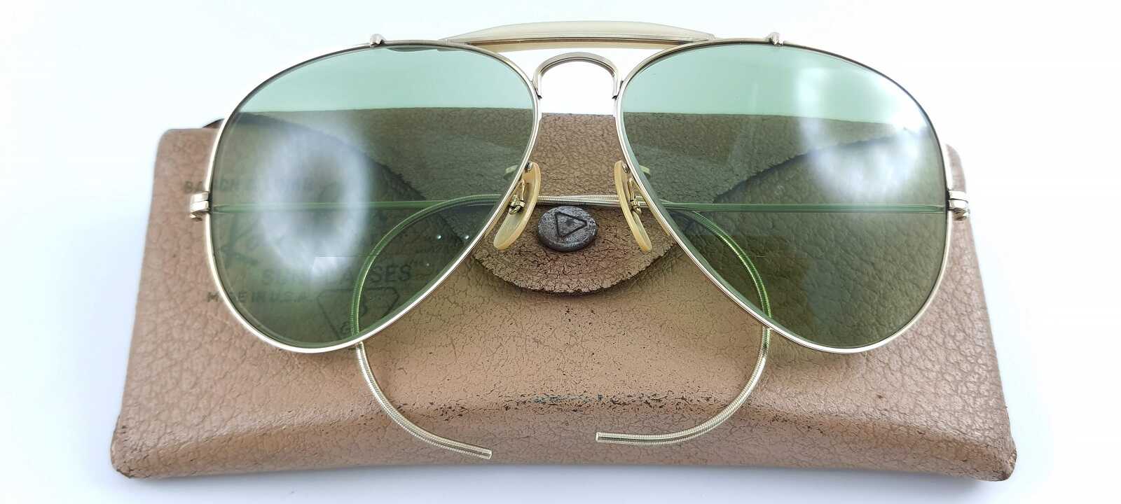 1821 kính mát RAY-BAN Oudoorman bọc vàng 1/10 12KGF mắt thủy tinh +125 FRAME U.S.A. ngang kính : 13,