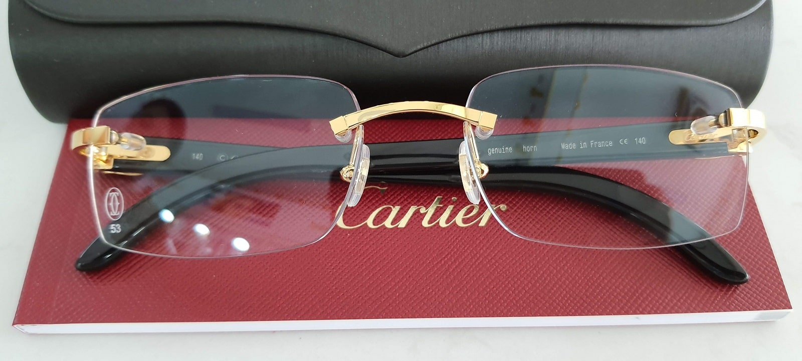 VIP06: gọng kính 3 mảnh Cartier genuine horn CT00490 001 bọc vàng càng làm  từ sừng trâu nam phi Made In France FULL BOX - Sài Thành Kính Cổ